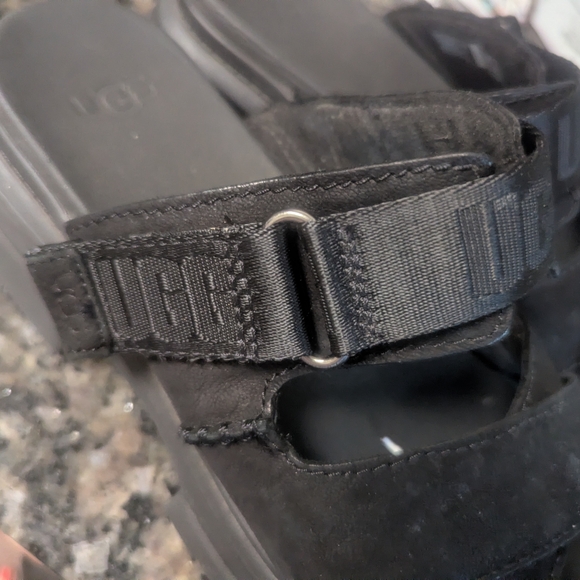 UGG Black Suede Cross-Strap Slide Sandals - Picture 2 of 7